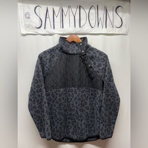 J. Crew Gray and Black Leopard Print Pullover Fleece